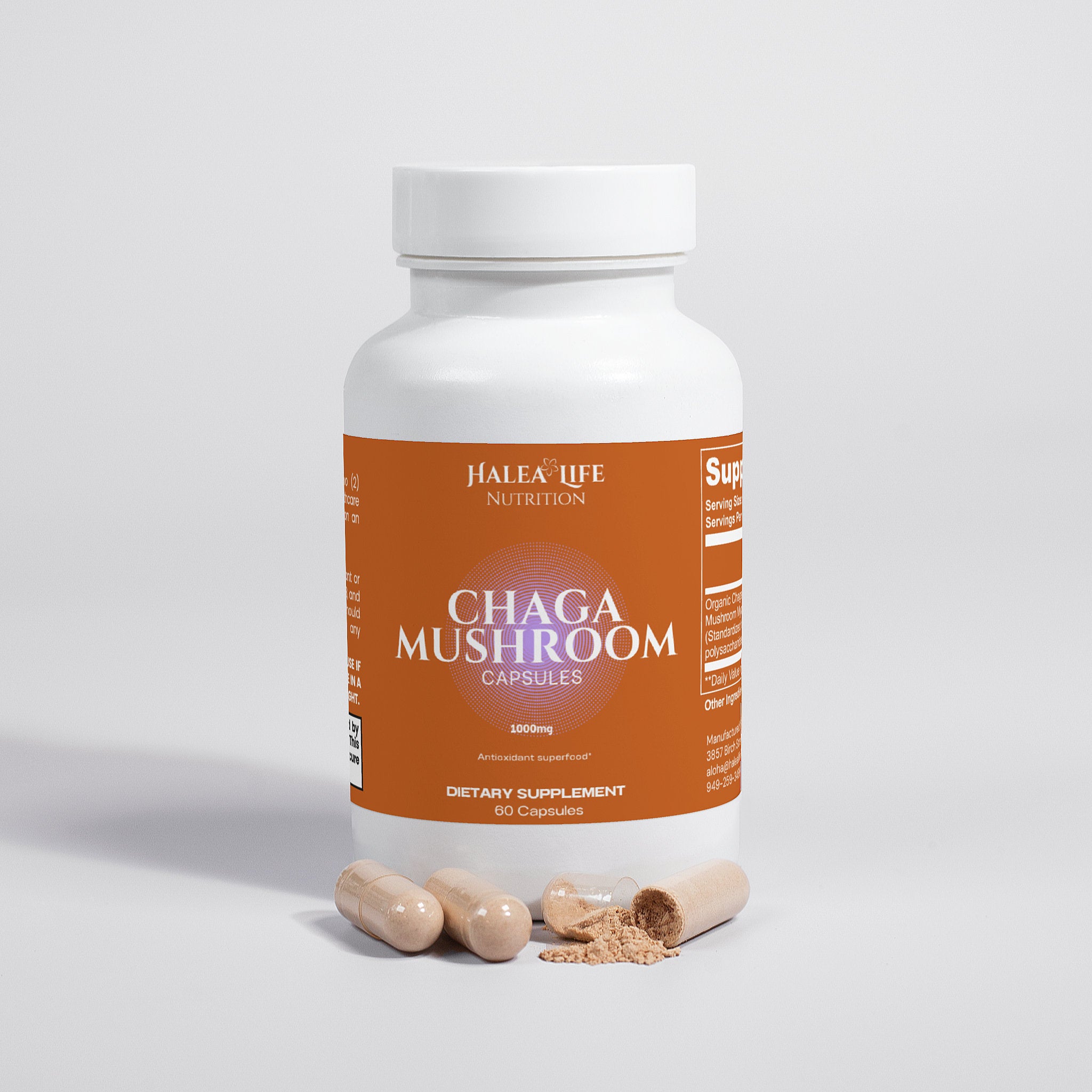 Halea Life Nutrition Organic Chaga Mushroom Capsules