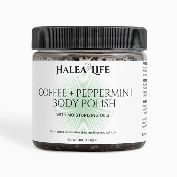 Halea Life Coffee Peppermint Body Polish for exfoliation circulation and skin smoothing