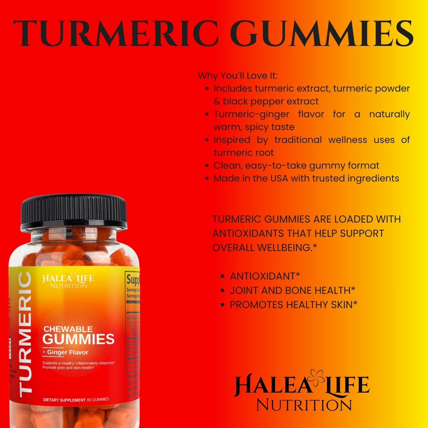 Turmeric & Ginger Gummies |Halea Life Nutrition