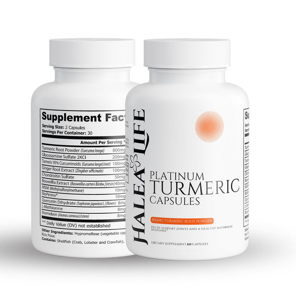 Halea Life Platinum Turmeric Joint Support Formula with curcumin and black pepper for bioavailability
