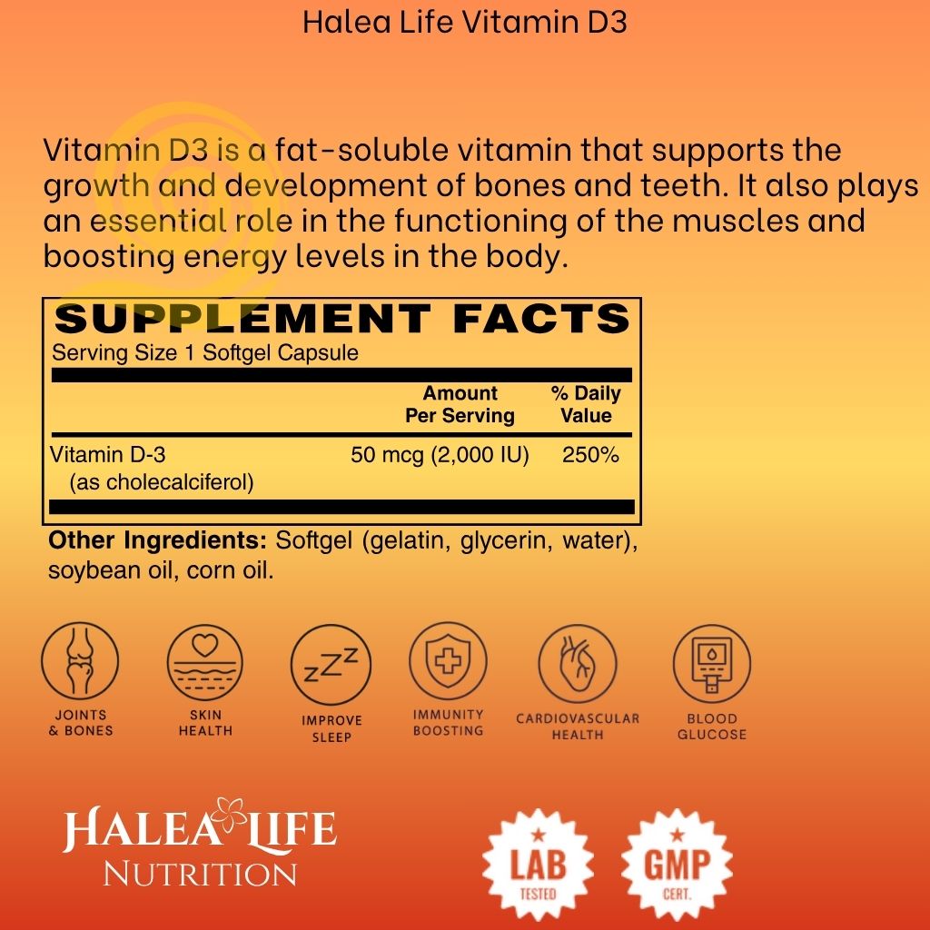 Vitamin D3 2,000 IU |Halea Life Nutrition