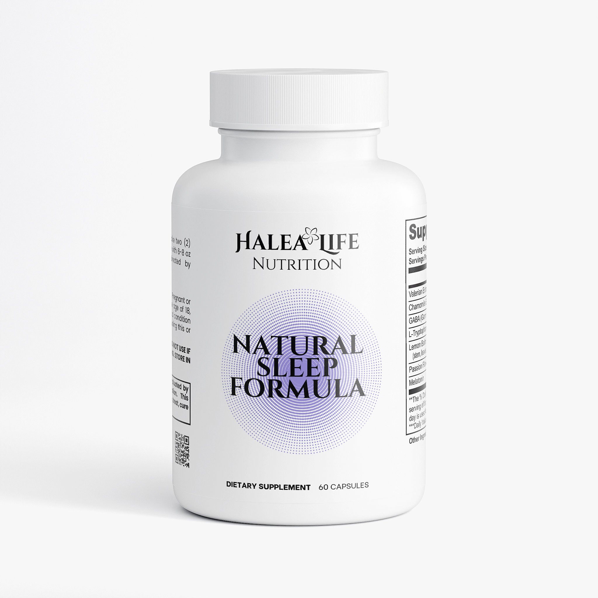 Halea Life Nutrition Natural Sleep Formula supplement bottle on a white background