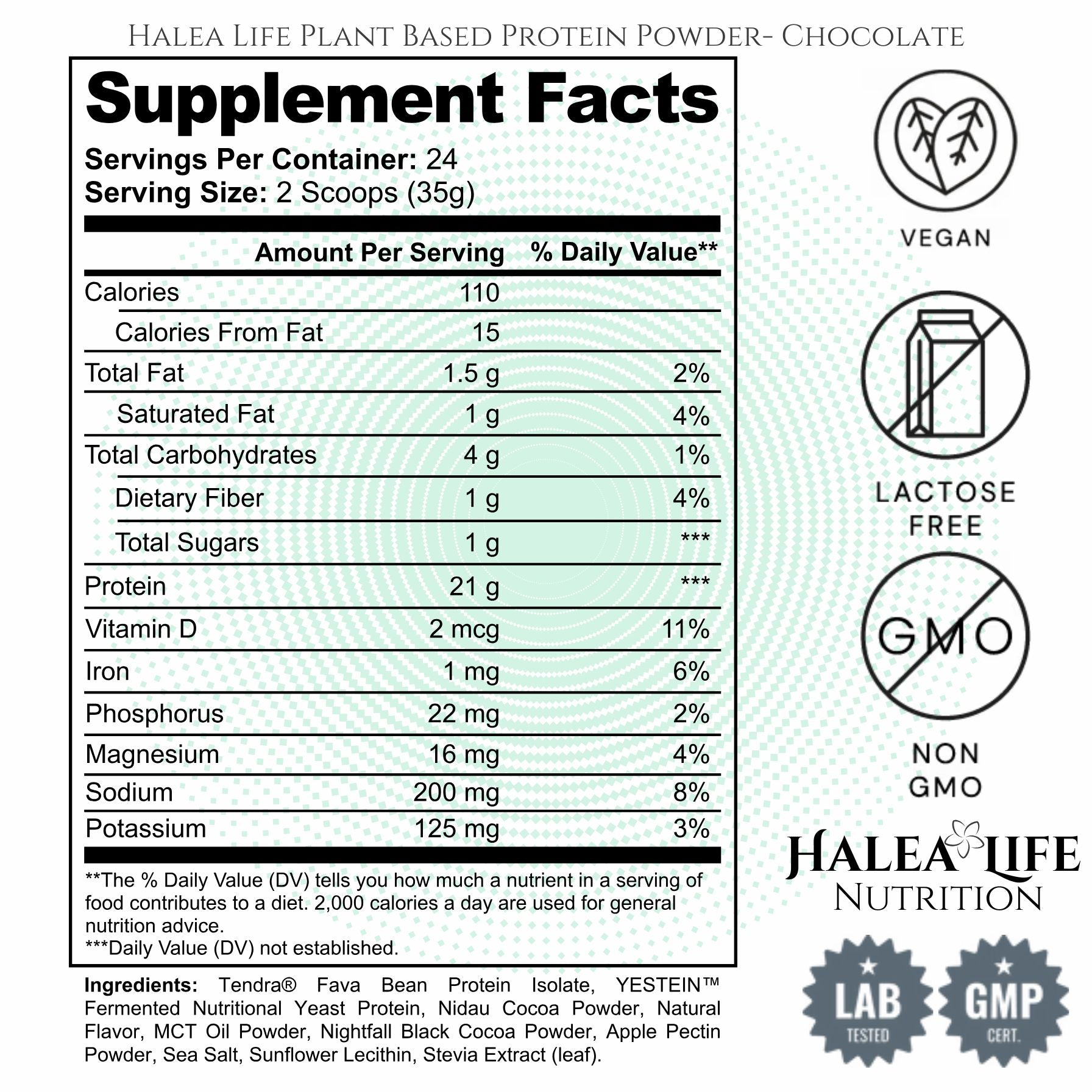 Plant Based Protein Powder- Chocolate |Halea Life Nutrition