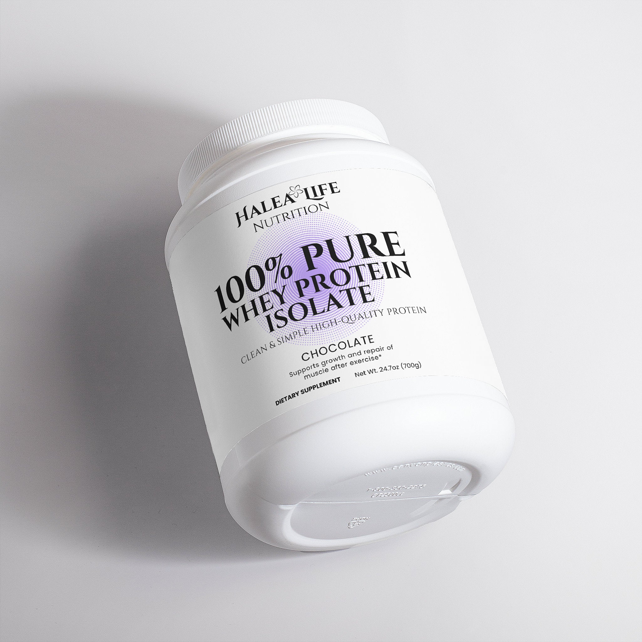 Halea Life Nutrition 100% Pure Whey Protein Isolate container on a light gray background