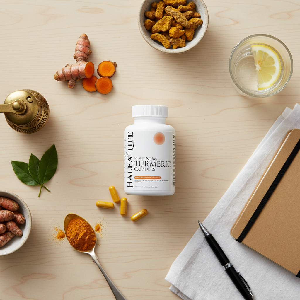 Halea Life Turmeric capsules for daily anti-inflammatory gut health and antioxidant support