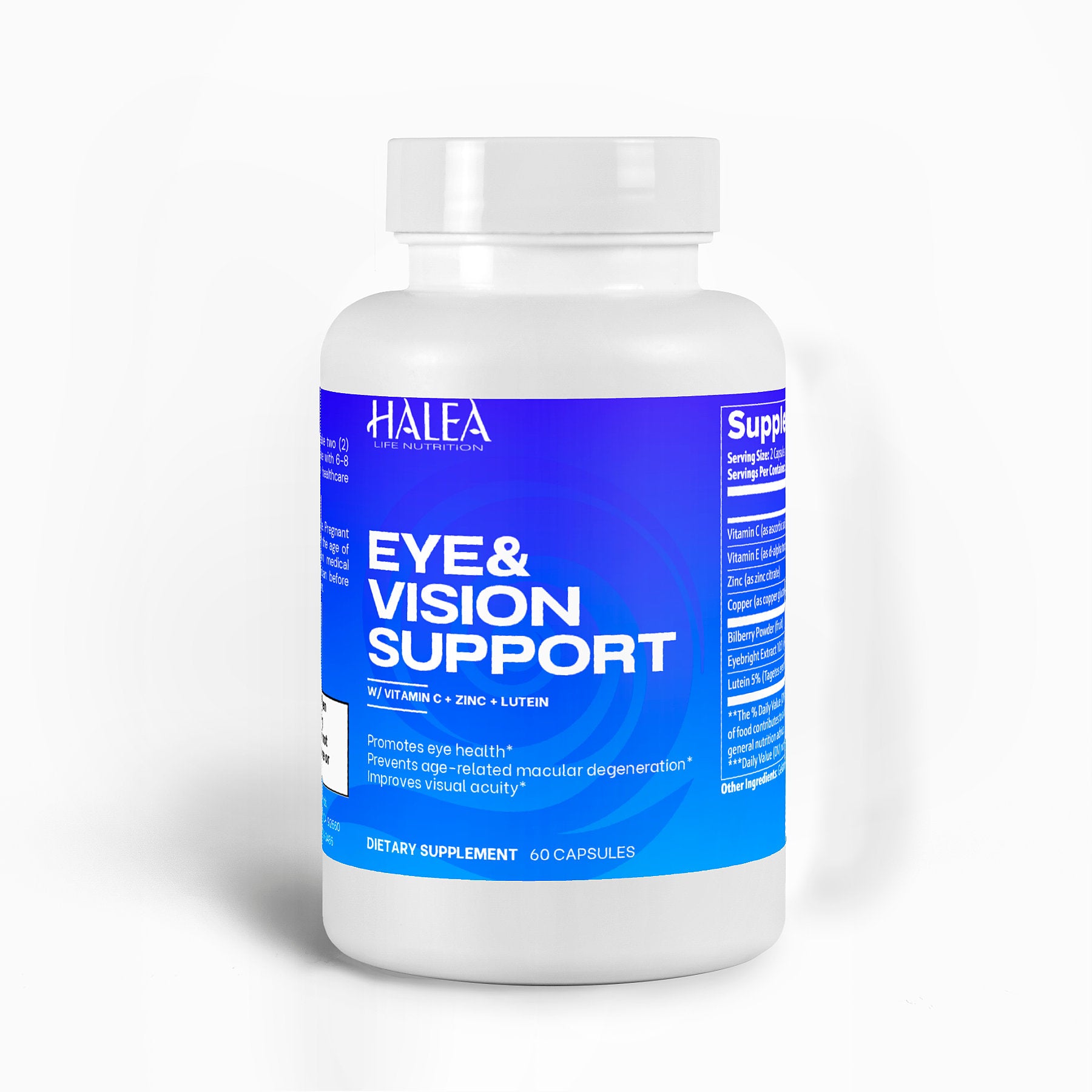Halea Life Nutrition Vision Support+ with Lutein, Bilberry, and Eyebright Extract