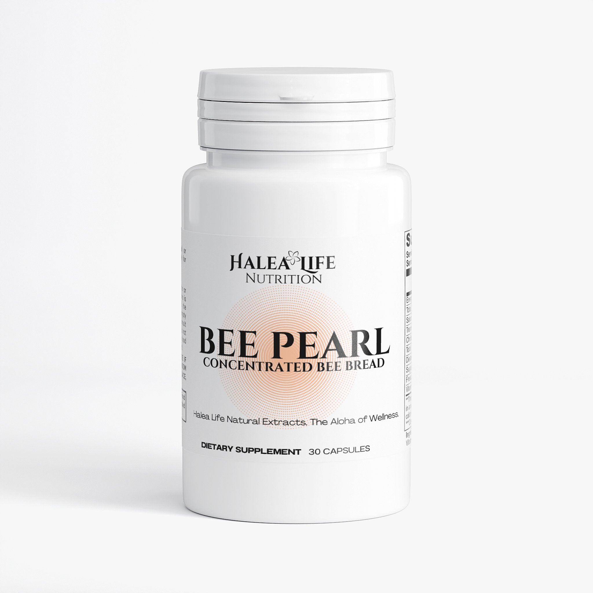 Halea Life Bee Pearl Concentrated Bee Bread front bottle 3-Pack 90-Day Supply 700mg freeze-dried bee bread