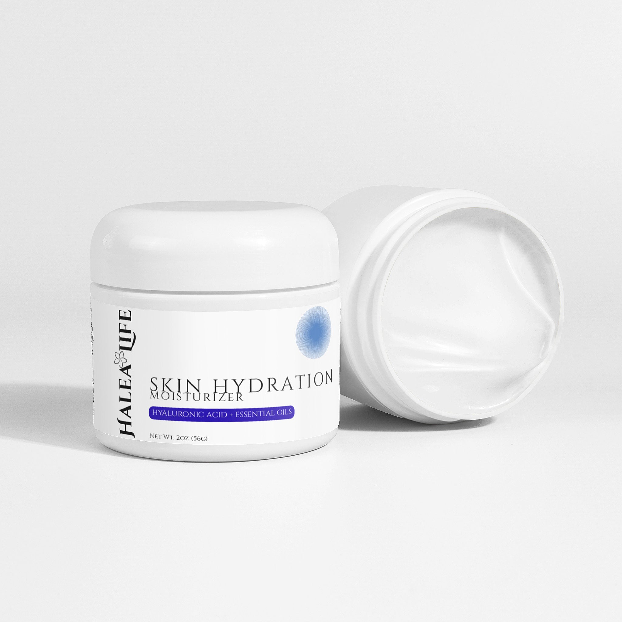 Jar of Halea Life Skin Hydration cream on a white background