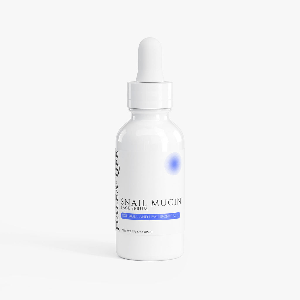 Snail mucin serum bottle on a white background
