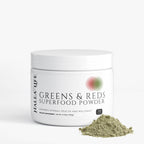 Jar of Halea Life Greens & Reds Superfood Powder on a white background