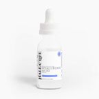 Hyaluronic acid serum bottle with dropper on a white background