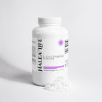 Halea Life L-Glutamine powder supplement bottle on a light gray background