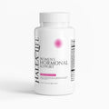 Supplement bottle labeled 'Halea Life Women's Hormonal Support' on a white background
