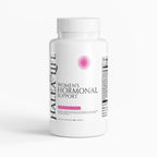 Supplement bottle labeled 'Halea Life Women's Hormonal Support' on a white background