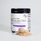 Halea Life Immune Support supplement with a scoop of powder on a light gray background