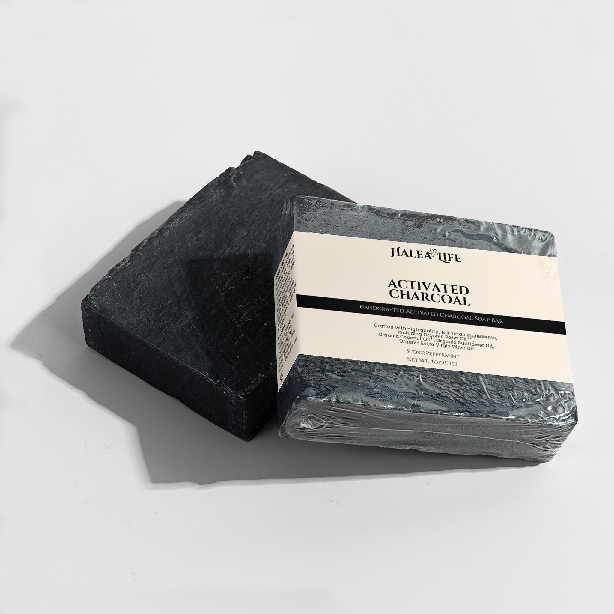 Activated charcoal soap bar with organic fair trade oils for oily and congested skin