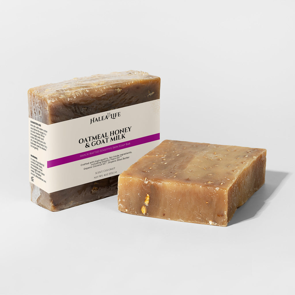 Halea Life Goat Milk Oatmeal Soap Bar with colloidal oatmeal and honey for dry reactive and eczema-prone skin