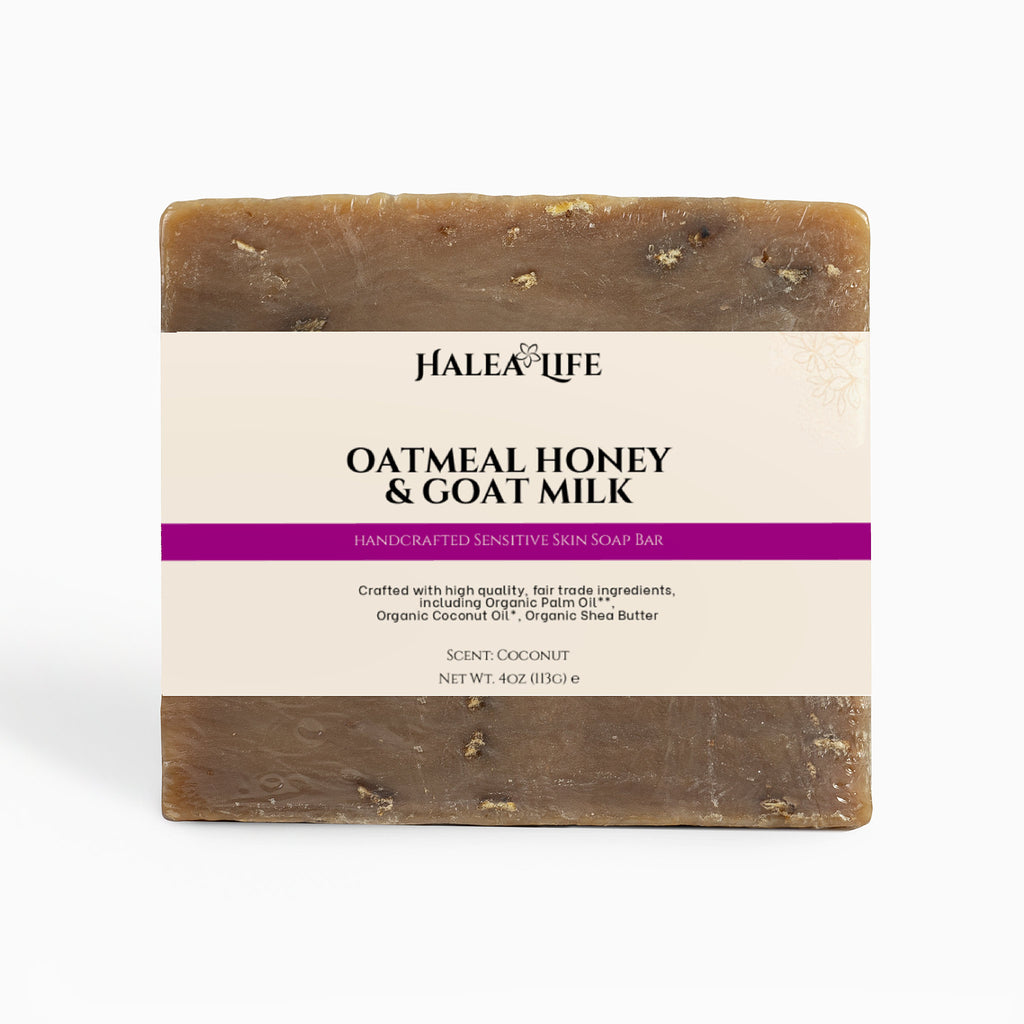 Halea Life Oatmeal Honey Goat Milk Soap Bar for nourishing exfoliating and soothing sensitive skin