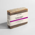 Halea Life Oatmeal Honey Goat Milk Soap Bar ingredients and texture for skin hydration and calming