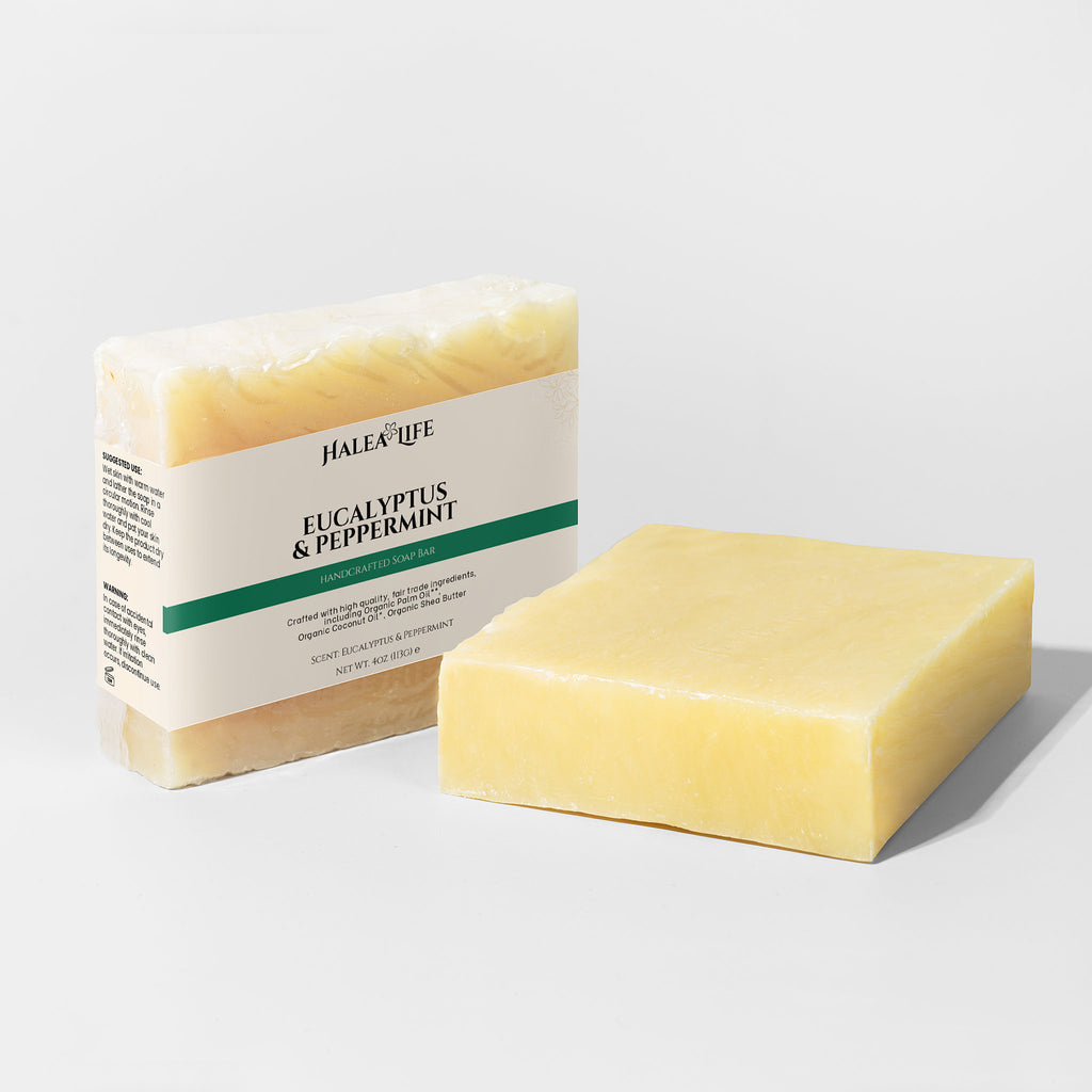 Eucalyptus peppermint rosemary lemon and thyme essential oil soap bar with shea butter base