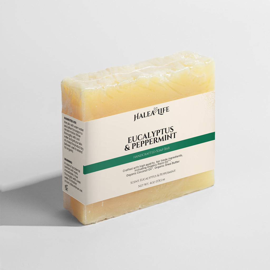 Peppermint and eucalyptus soap bar invigorating essential oil blend for face and body