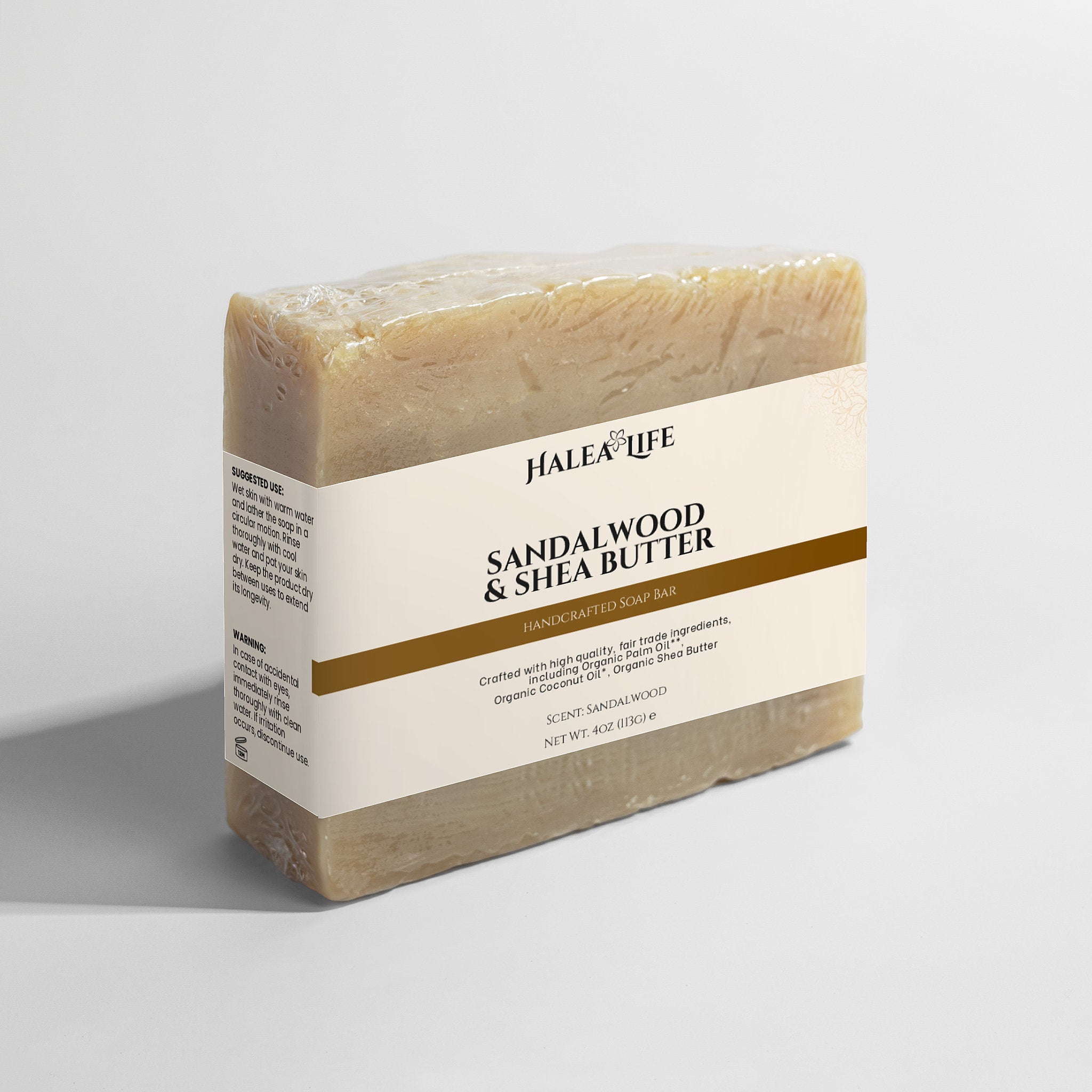 Sandalwood and shea butter soap bar rich moisturizing formula with fair trade organic oils