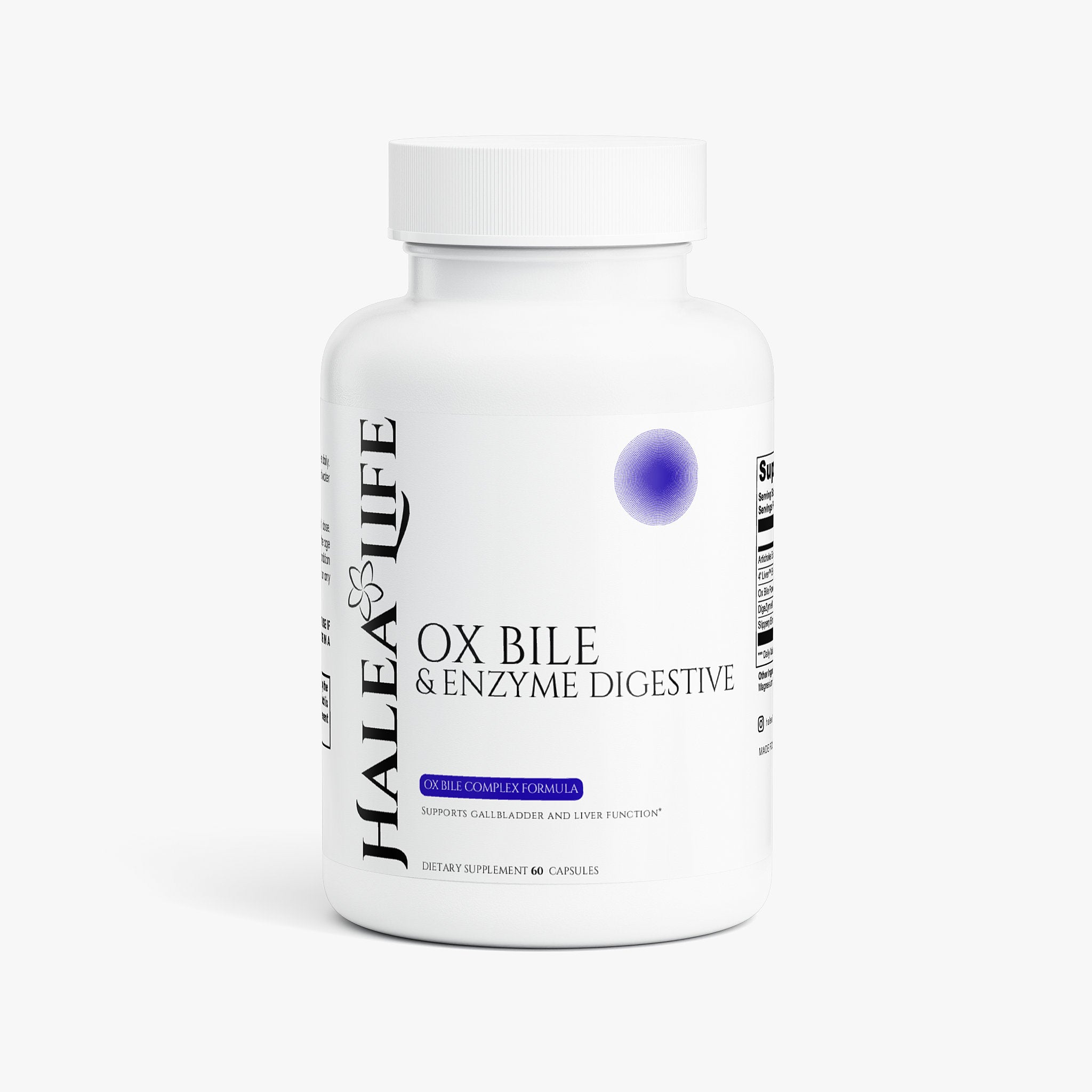 Halea Life Ox Bile Digestive Complex 3-Pack front label with ox bile and DigeZyme enzymes