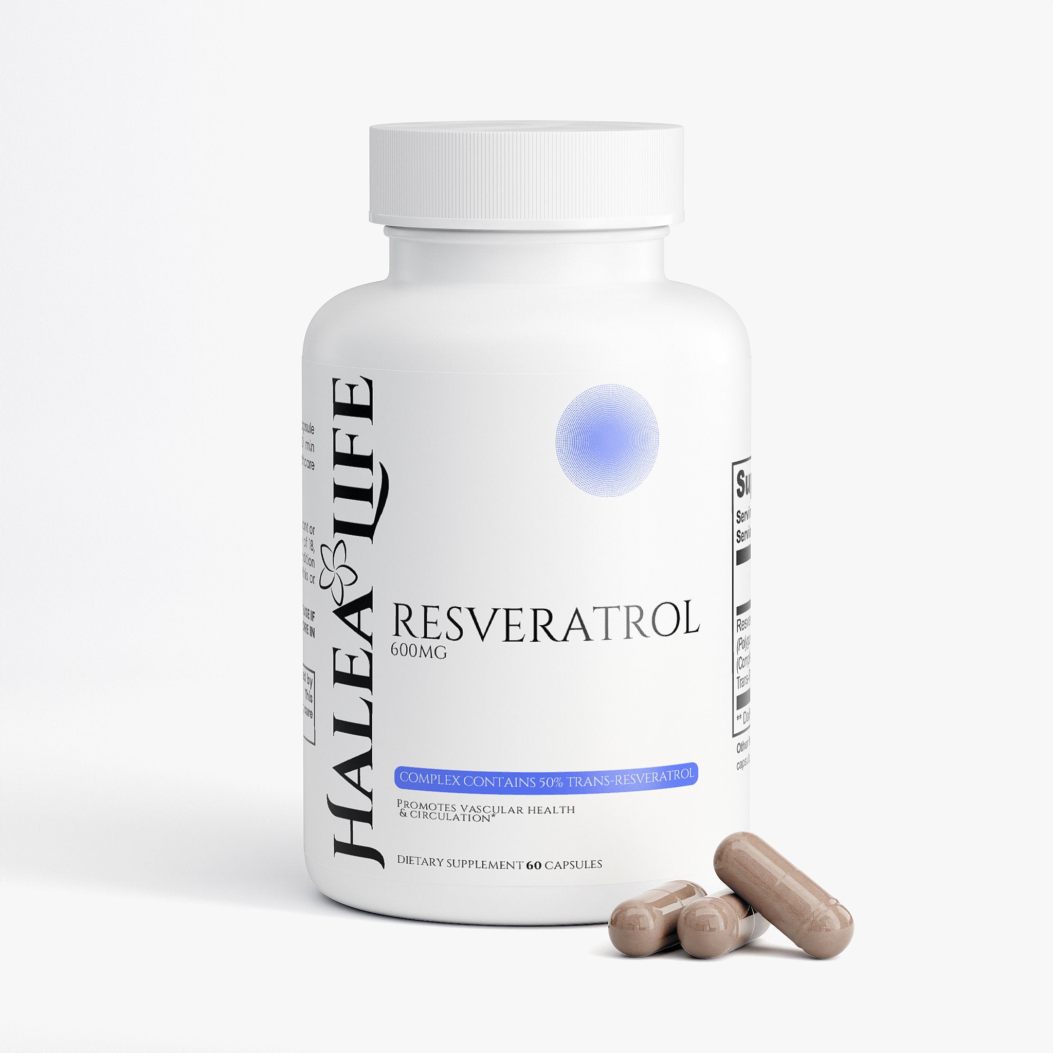 Halea Life Resveratrol Plus with trans-resveratrol for longevity cellular health and antioxidant support