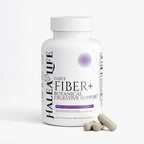 Halea Life Daily Fiber Botanical Digestive Support supplement facts panel with psyllium husk and herbal blend