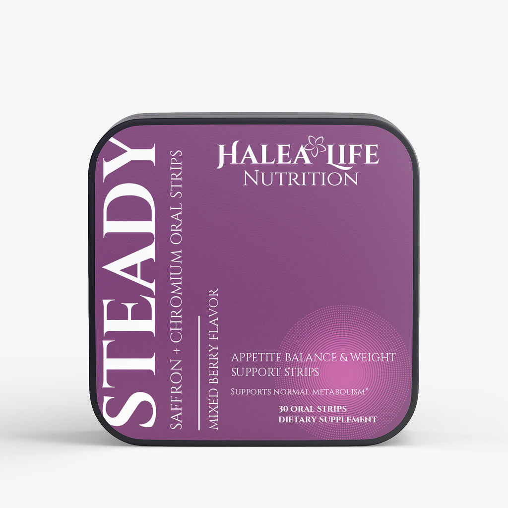 STEADY Saffron + Chromium Dissolvable Oral Strips - Mixed Berry - Halea Life Nutrition