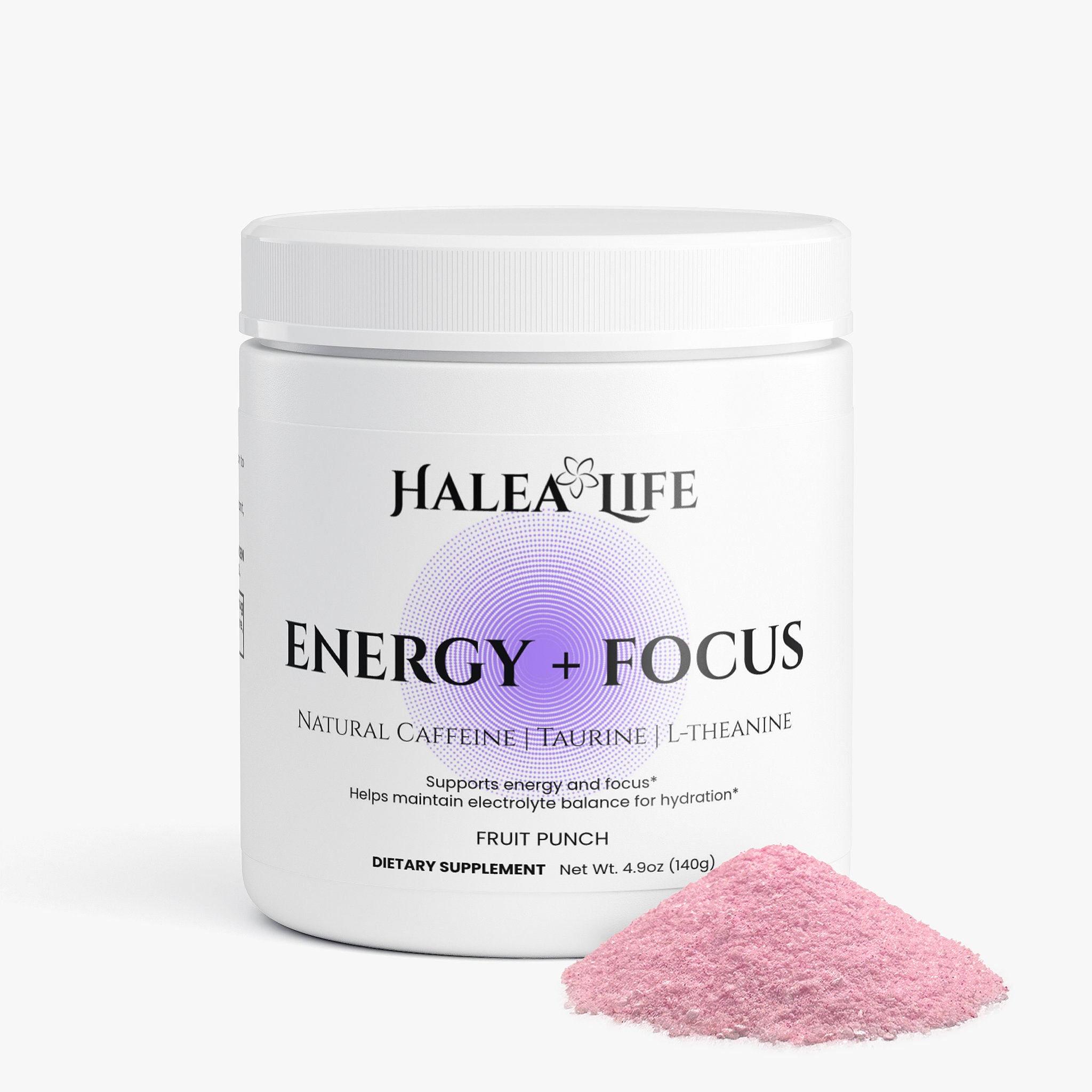Halea Life Fruit Punch energy drink mix for clean energy mental clarity and hydration support

