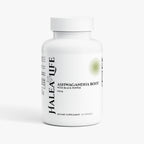 Halea Life Organic Ashwagandha Capsules 650mg front label for stress relief and cortisol management