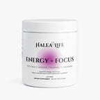 Halea Life Energy Focus Hydration Drink Mix Lychee front label with caffeine and electrolyte blend