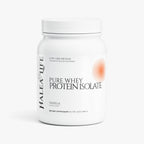 Halea Life Vanilla Pure Whey Protein Isolate front label for clean muscle building and daily protein support