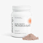 Halea Life Chocolate Pure Whey Protein Isolate supplement facts with whey isolate grams and amino profile