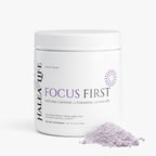 Halea Life Focus First Sour Grape supplement facts panel with alpha-GPC lion's mane and caffeine dosage
