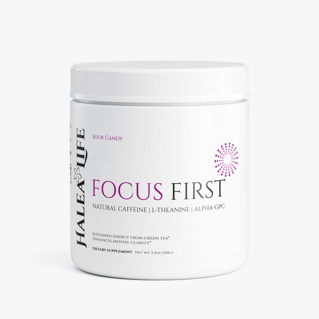 Halea Life Focus First Sour Gummy front label for mental clarity concentration and nootropic energy support