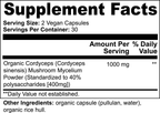 Halea Life Nutrition Organic Cordyceps Mushroom Capsules 