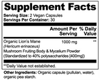 Organic Lion's Mane Mushroom Capsules