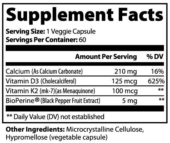 Vitamin D3 & K2 Capsules with BioPerine® 3 Pack