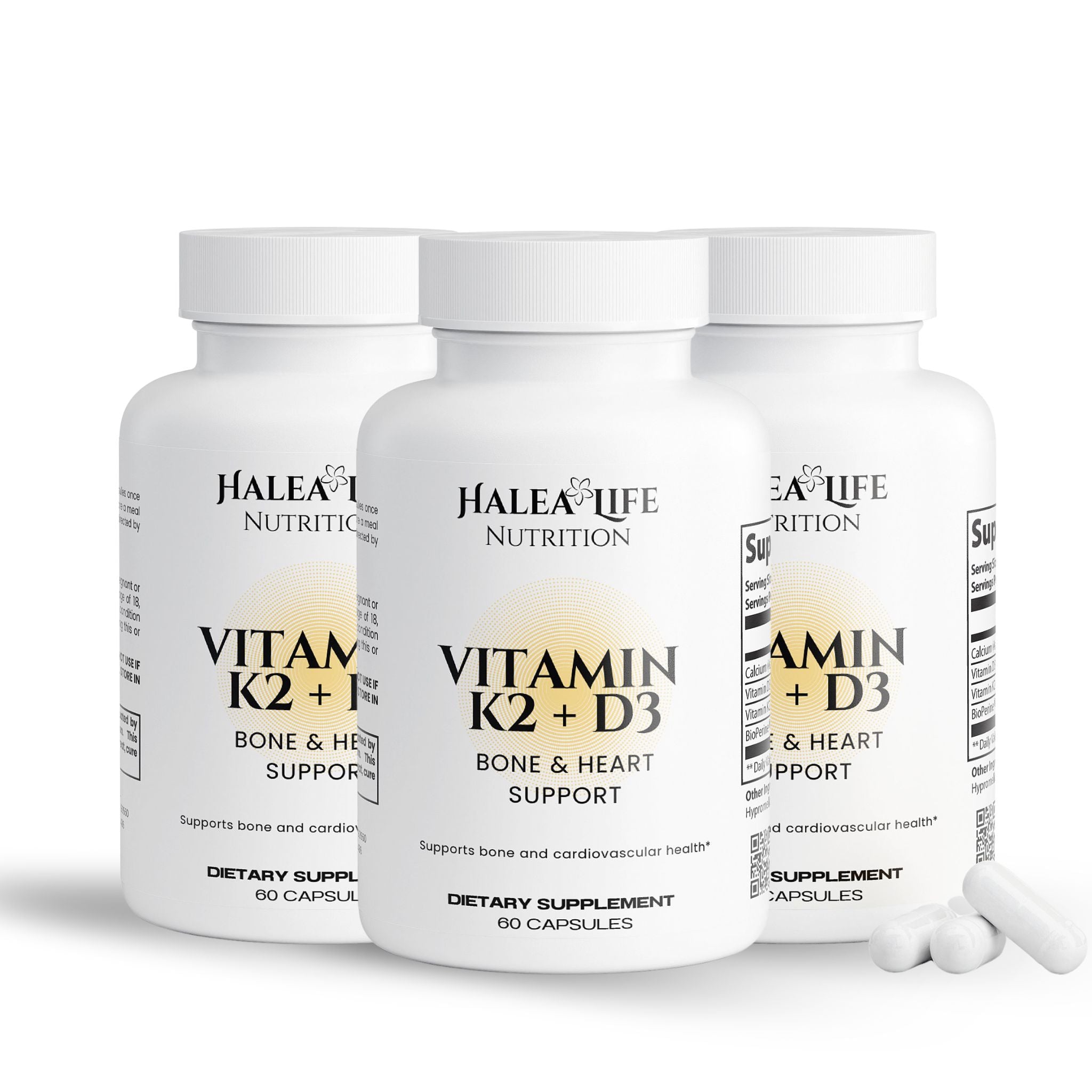 Vitamin D3 & K2 Capsules with BioPerine® 3 Pack