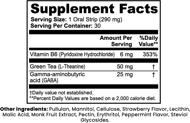 L-Theanine + GABA + B6 Oral Strips
