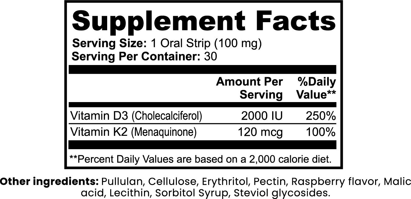 Vitamin D3 & Vitamin K2 Oral Strips