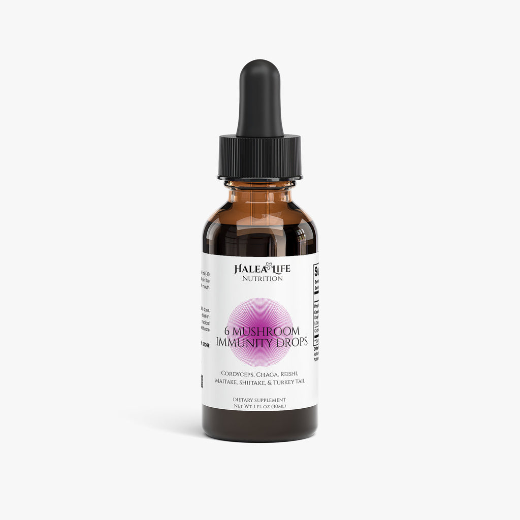 6 Mushroom Immunity Drops dropper bottle  functional mushroom and adaptogen immune support blend