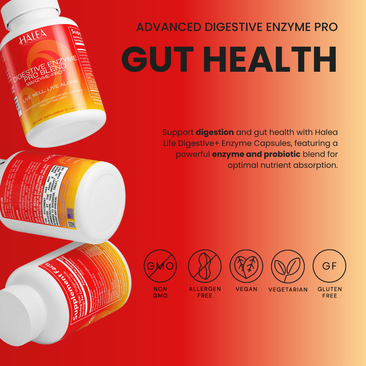 Halea Life Nutrition Digestive Enzyme+ with Probiotics, Bromelain & Papain