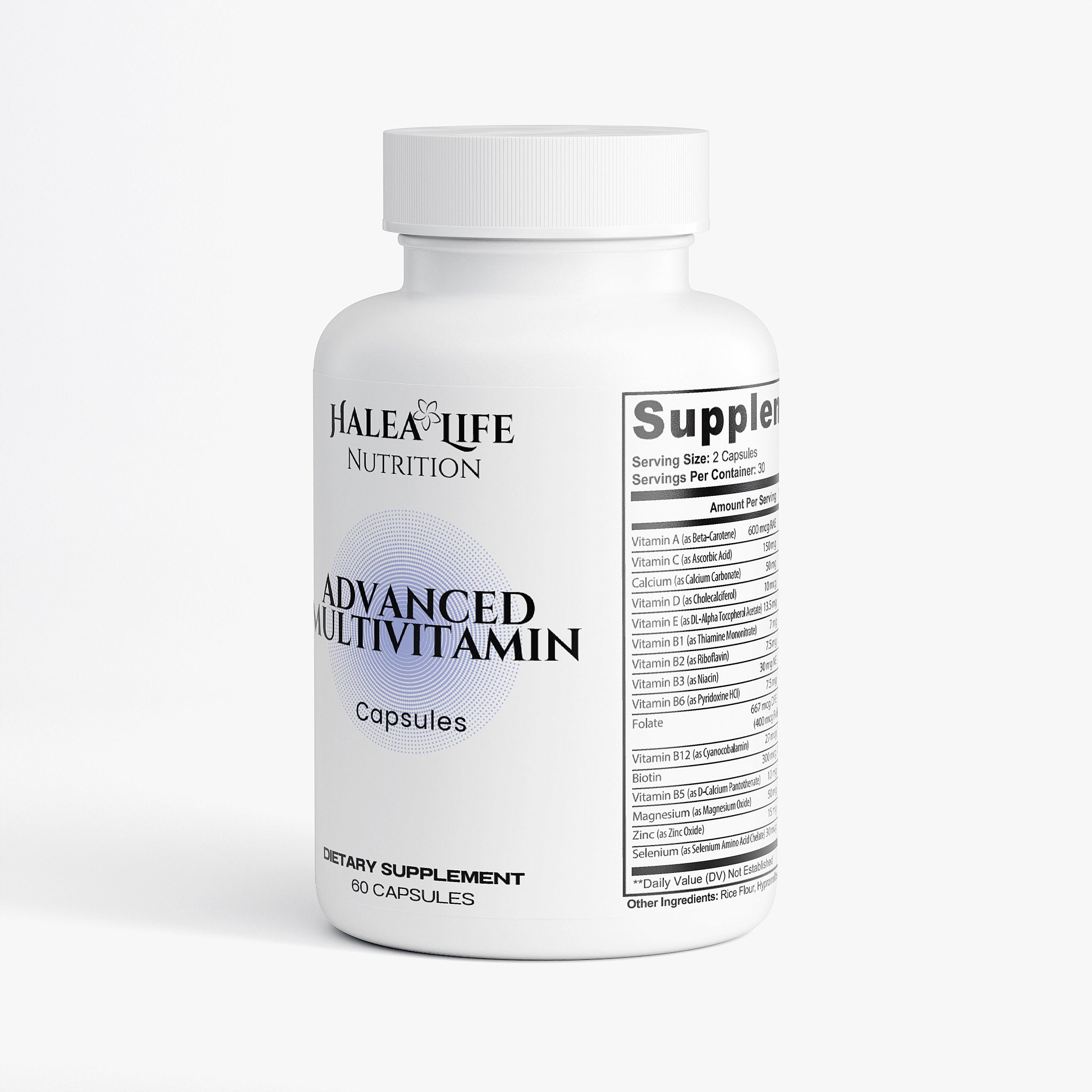 Halea Life Nutrition Advanced Multivitamin bottle on a white background