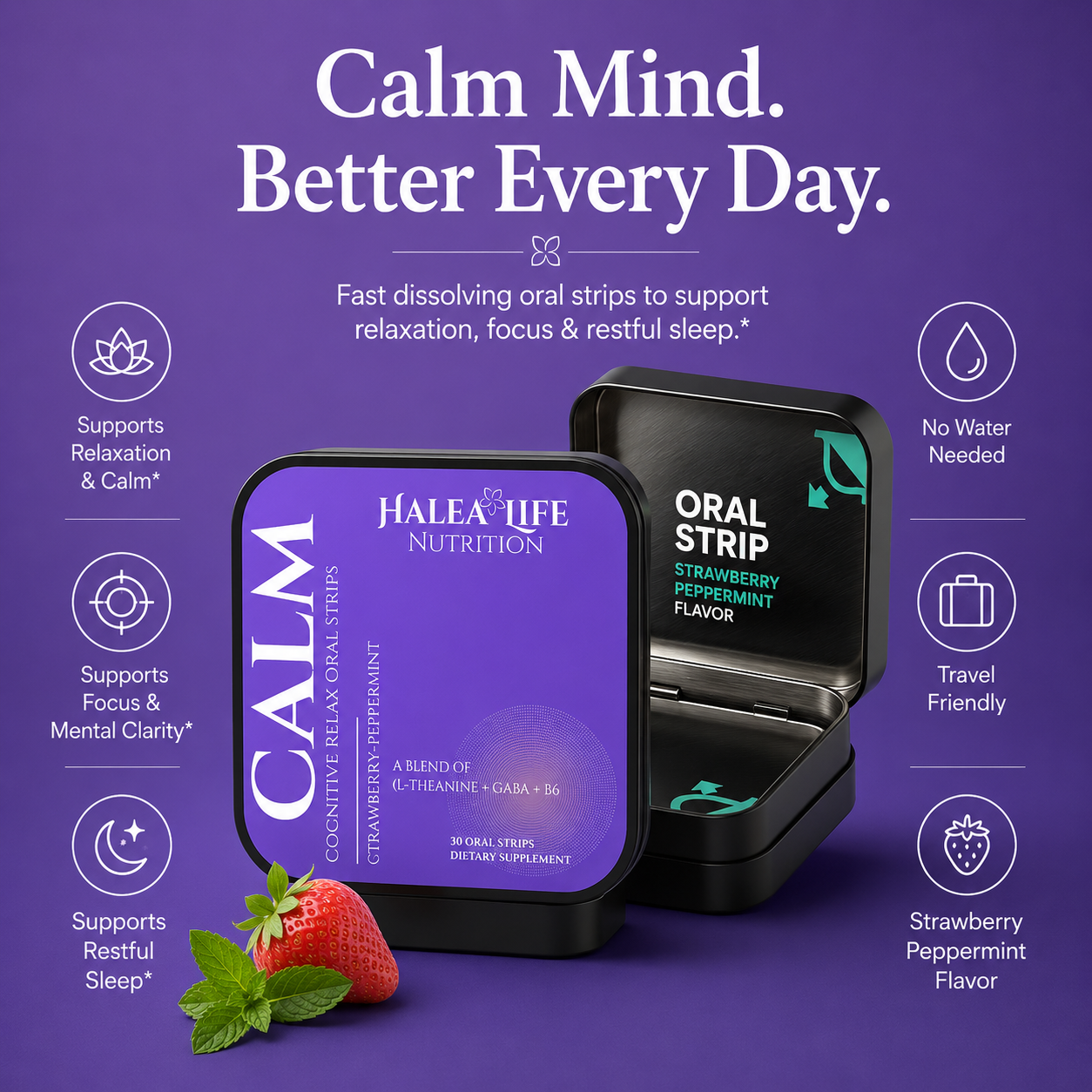 Halea Life Nutrition Calm Clam and Focus Dissolvable Strips