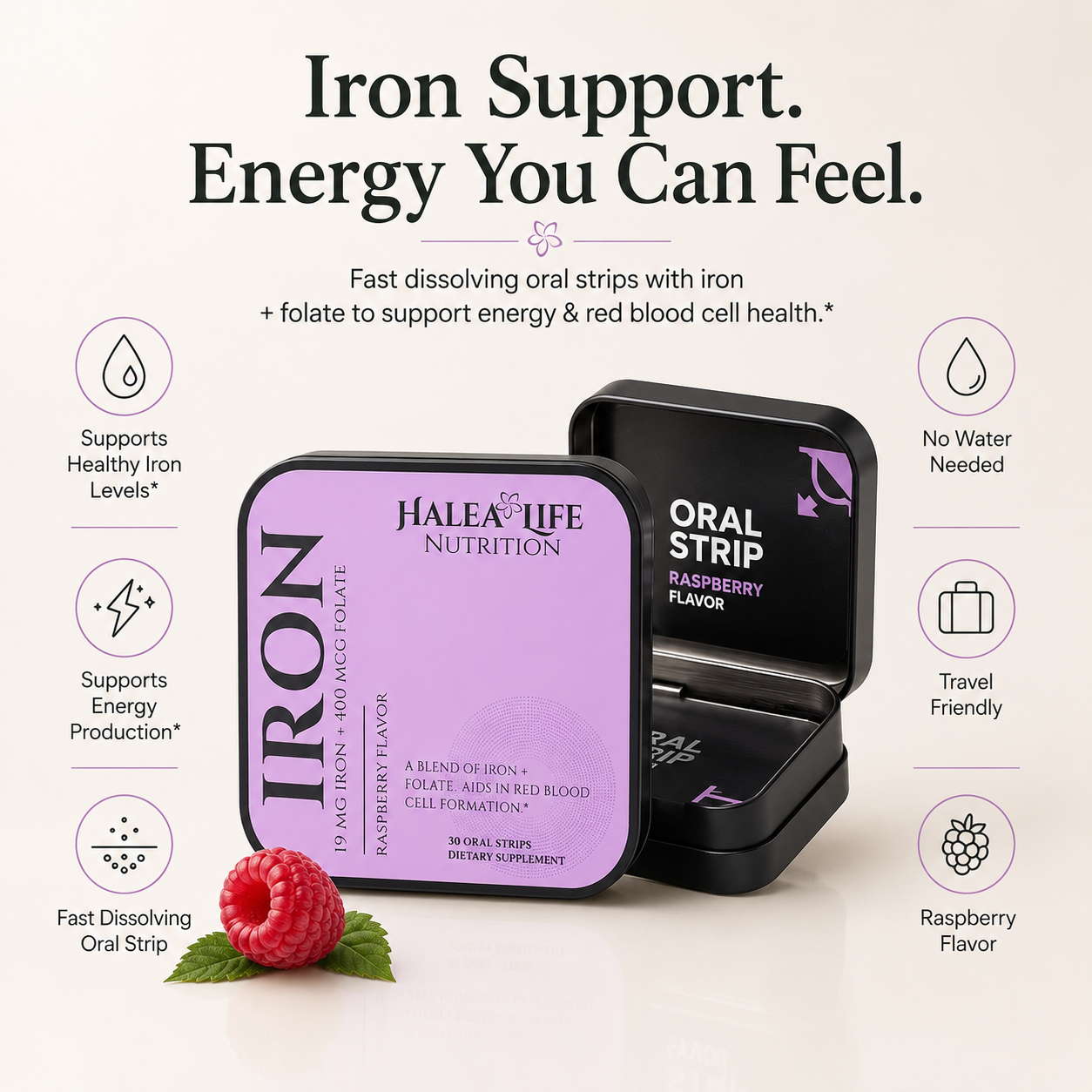 Iron + Folate Strips - 19mg Iron & 400mcg Vitamin B9