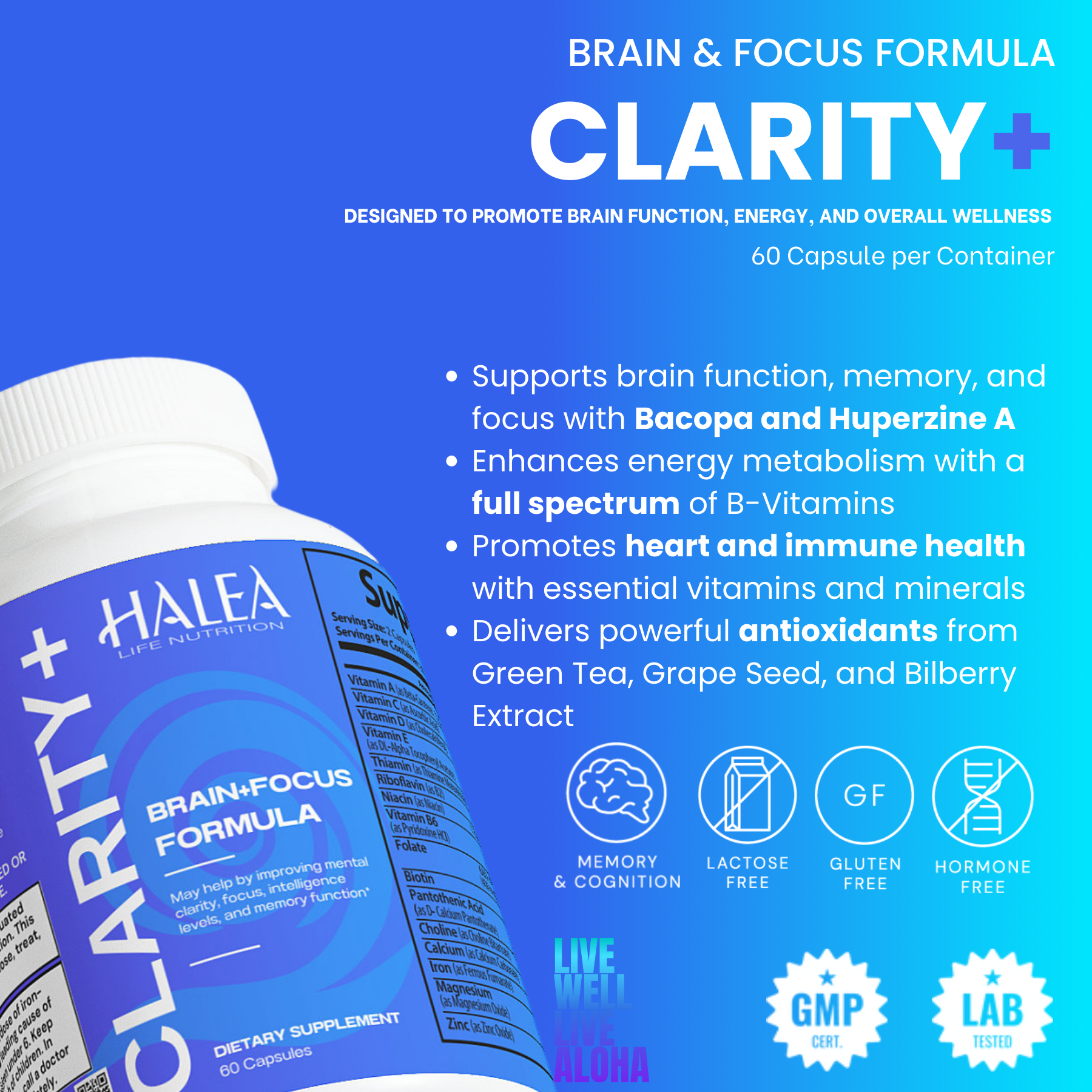 Halea Life Nutrition Clarity: Brain & Focus Formula