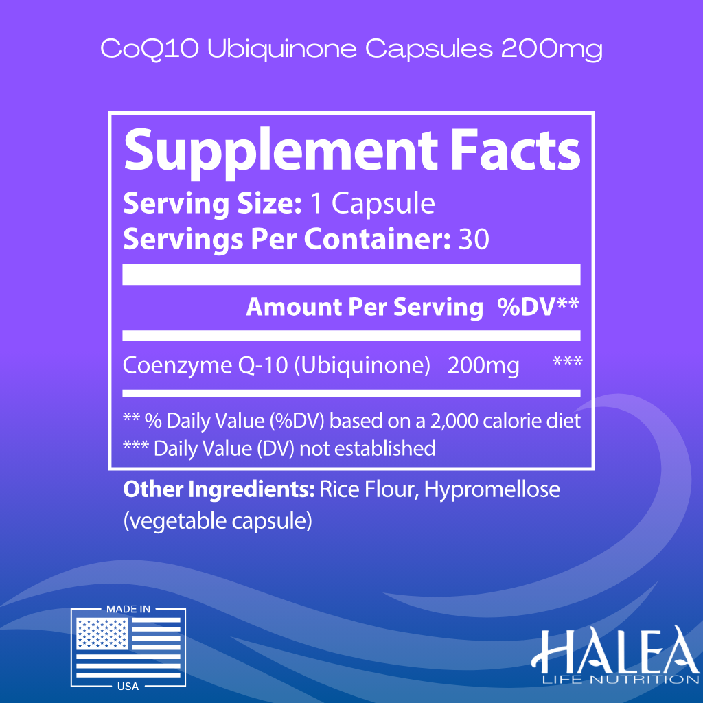 Halea Life Nutrition CoQ10 Ubiquinone Capsules 200mg